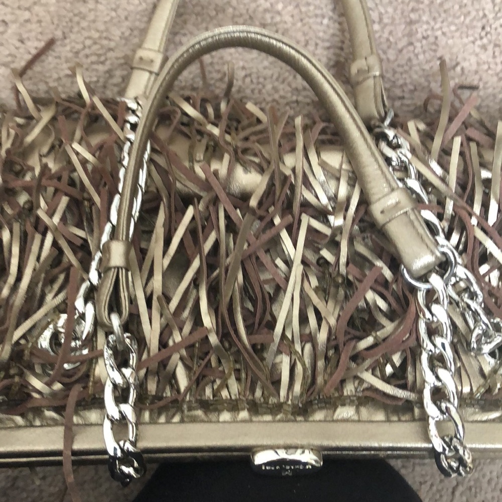 Michael kors bag. Soft metallic leather fringe and beads. With bag.authentic - Picture 3 of 12